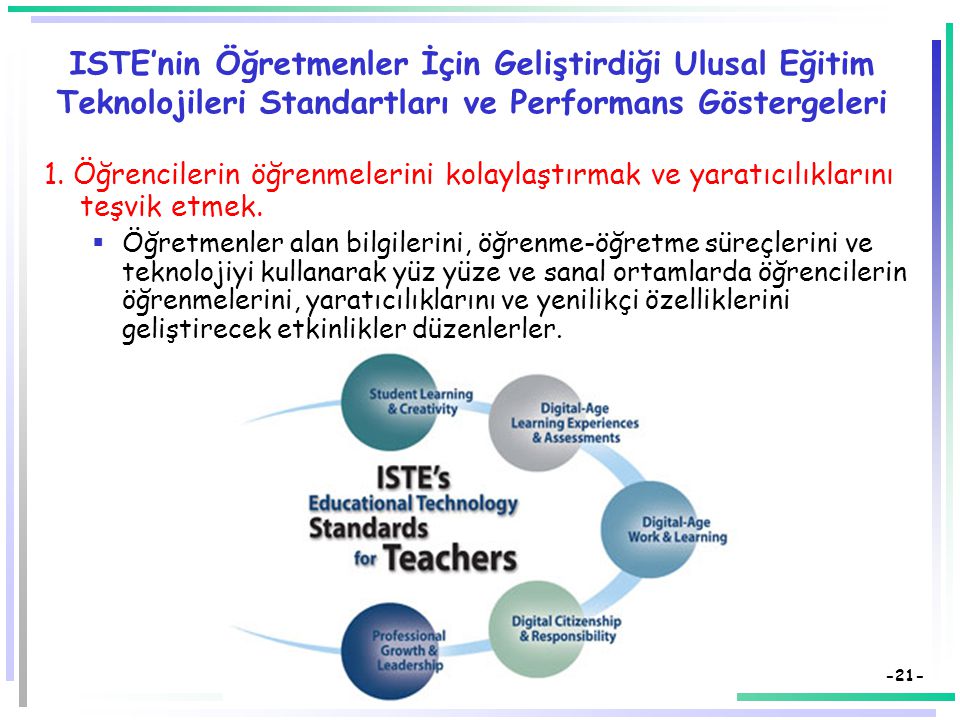 ISTE’nin Öğretmenler İçin Geliştirdiği Ulusal Eğitim Teknolojileri Standartları ve Performans Göstergeleri