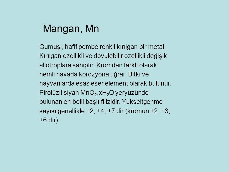 Mangan, Mn