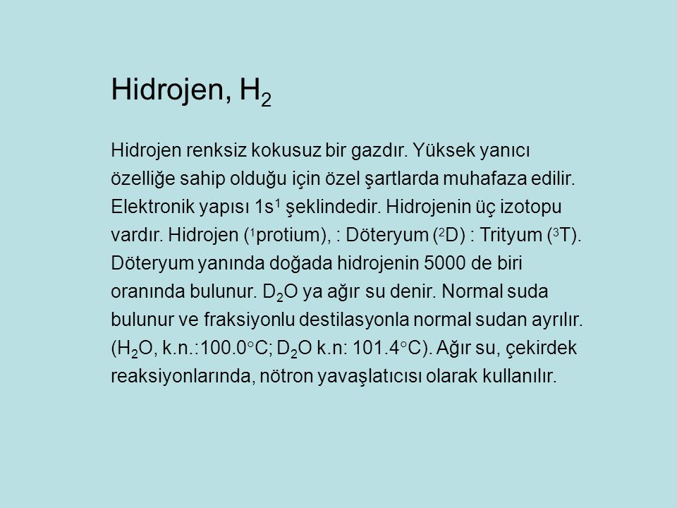 Hidrojen, H2