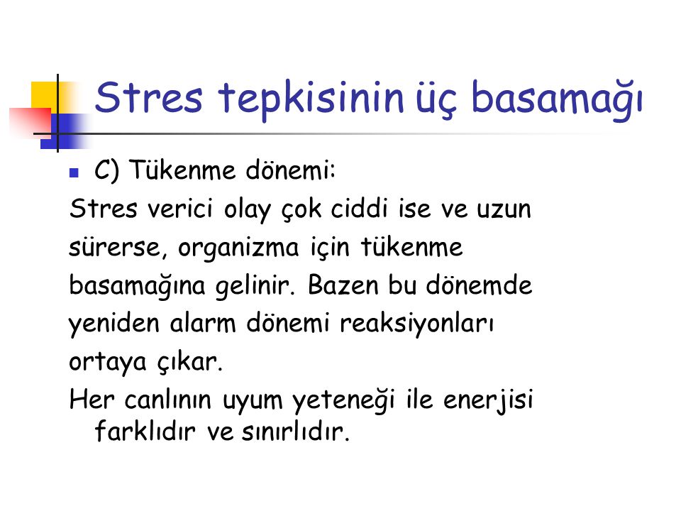 Stres tepkisinin üç basamağı