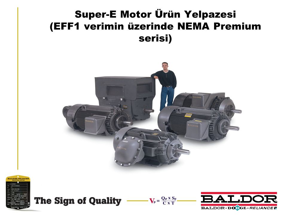 Super-E Motor Ürün Yelpazesi (EFF1 verimin üzerinde NEMA Premium serisi)