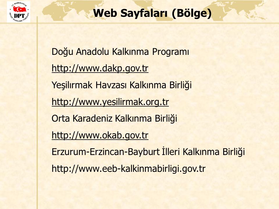 Web Sayfaları (Bölge) Doğu Anadolu Kalkınma Programı