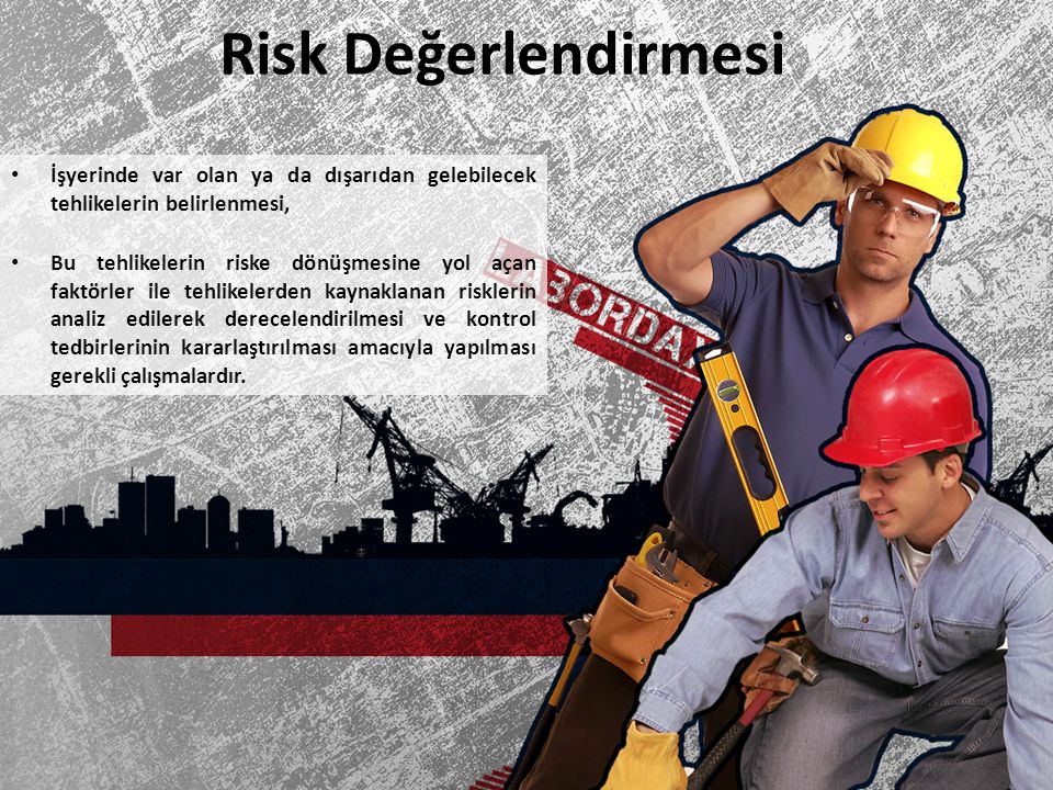 Risk Değerlendirmesi İşyerinde var olan ya da dışarıdan gelebilecek tehlikelerin belirlenmesi,