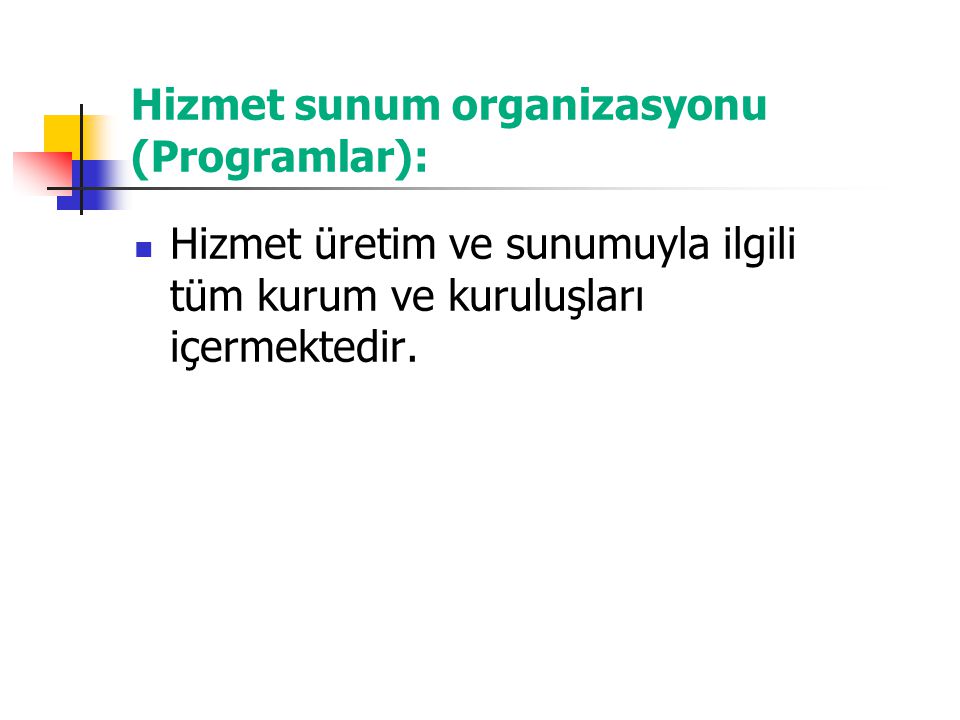 Hizmet sunum organizasyonu (Programlar):