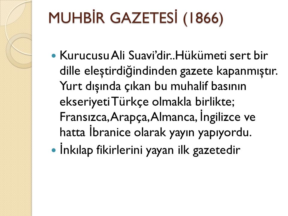 MUHBİR GAZETESİ (1866)