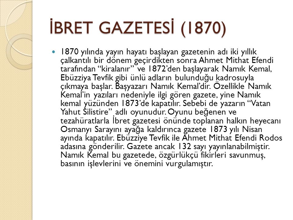 İBRET GAZETESİ (1870)