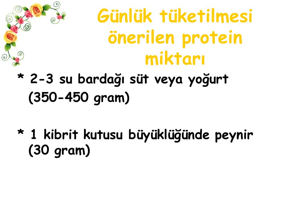 Günlük tüketilmesi önerilen protein miktarı
