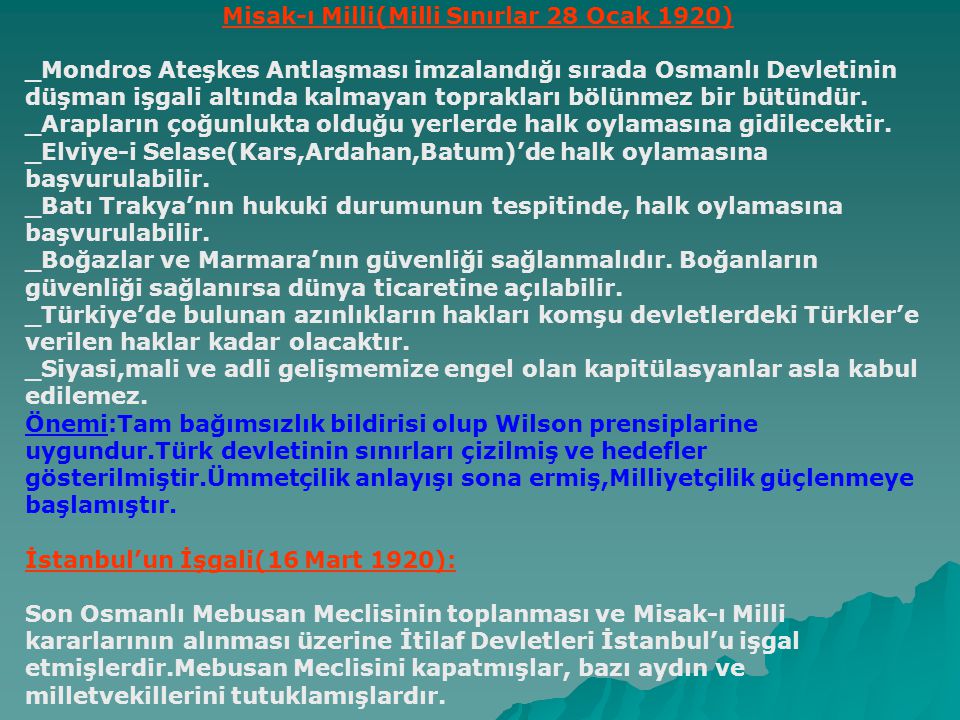 Misak-ı Milli(Milli Sınırlar 28 Ocak 1920)