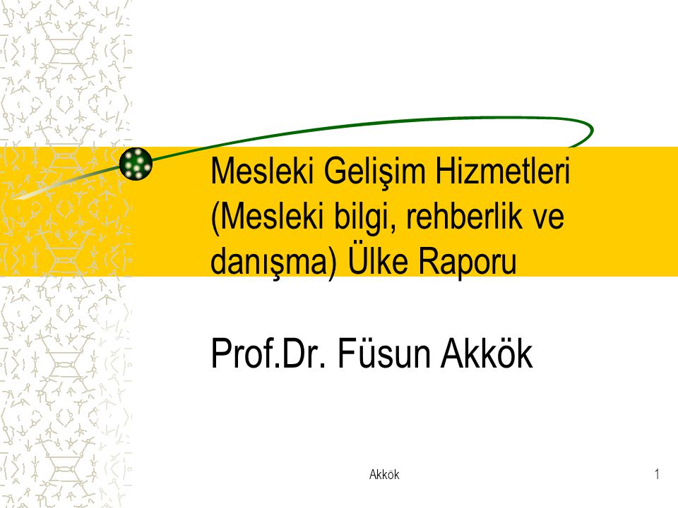 Mesleki Gelişim Hizmetleri (Mesleki bilgi, rehberlik ve danışma) Ülke Raporu Prof.Dr. Füsun Akkök