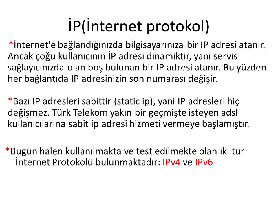 İP(İnternet protokol)