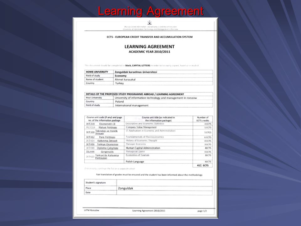 Learning Agreement