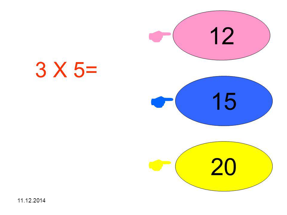 12  3 X 5= işleminin sonucunu seçiniz. 15  20 