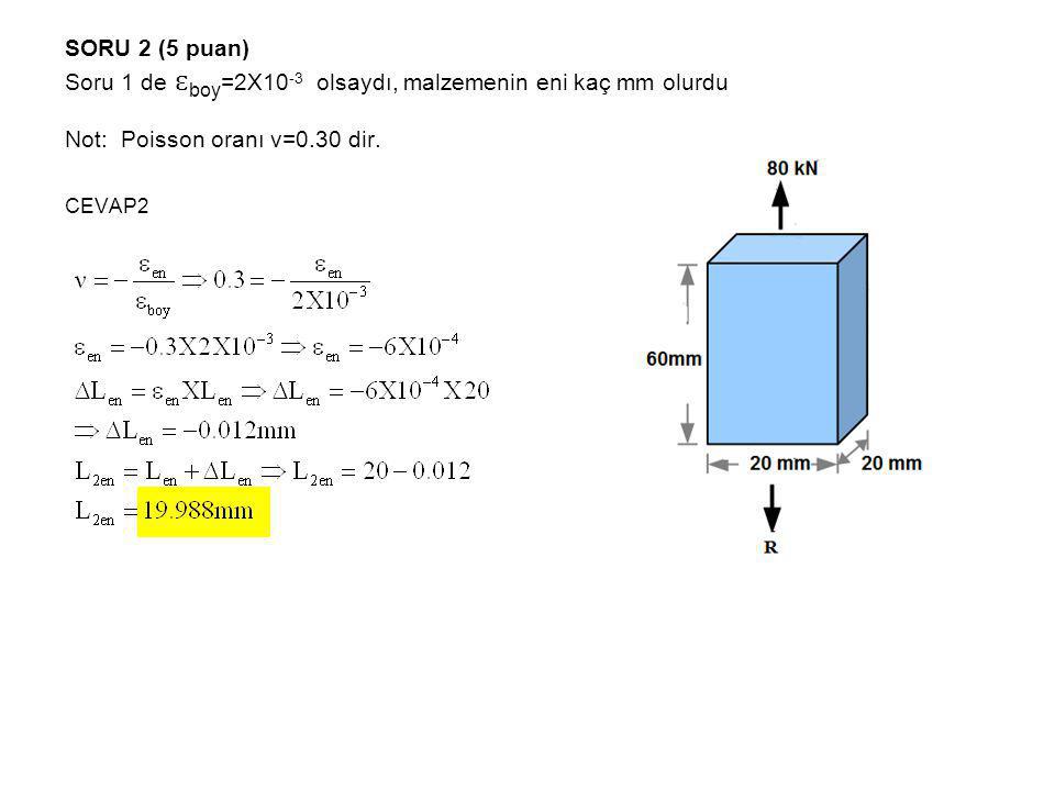 SORU 2 (5 puan) Soru 1 de ɛboy=2X10-3 olsaydı, malzemenin eni kaç mm olurdu Not: Poisson oranı ν=0.30 dir.