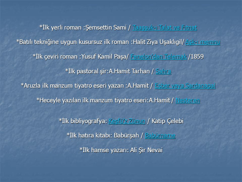 *İlk yerli roman :Şemsettin Sami / Taaşşuk-ı Talat ve Fıtnat