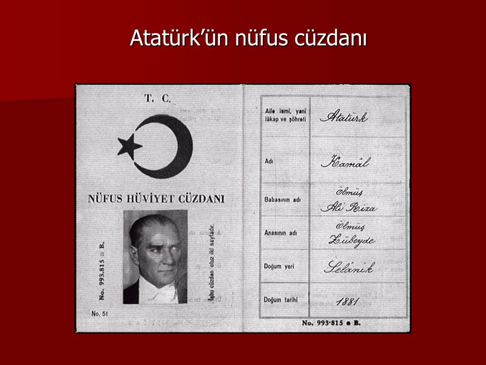 Atatürk’ün nüfus cüzdanı