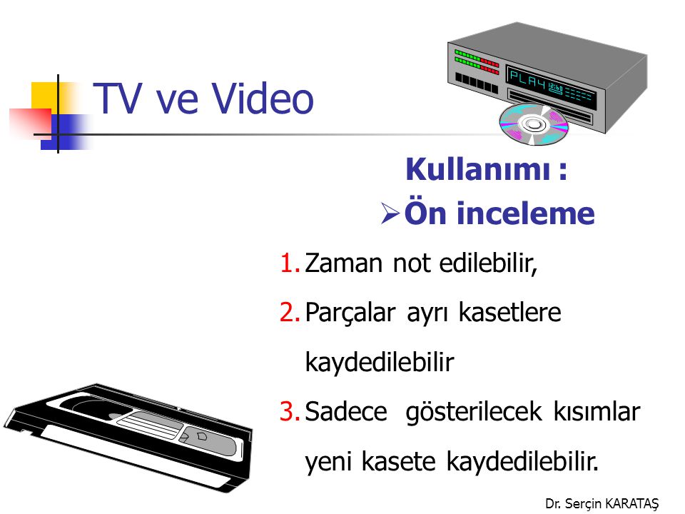 TV ve Video Kullanımı : Ön inceleme Zaman not edilebilir,