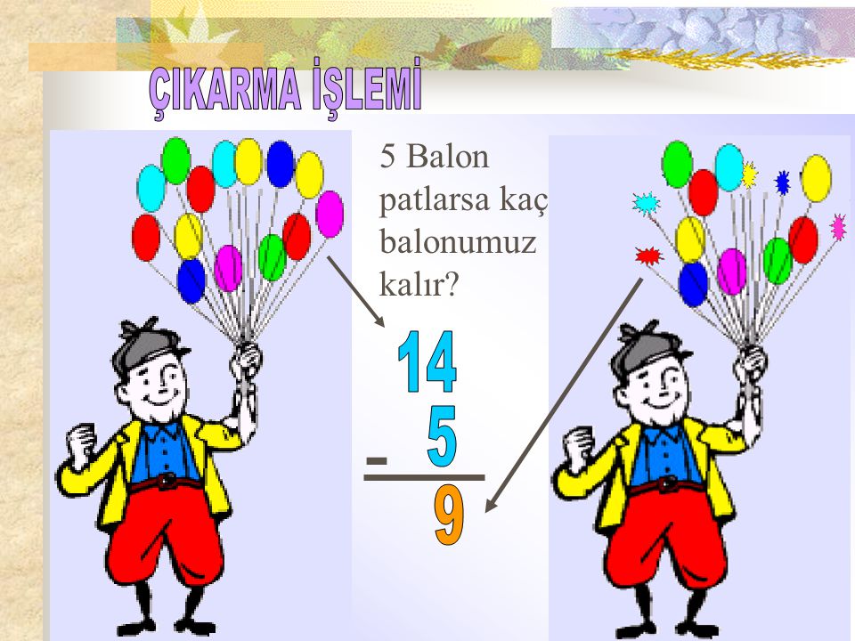 ÇIKARMA İŞLEMİ 5 Balon patlarsa kaç balonumuz kalır