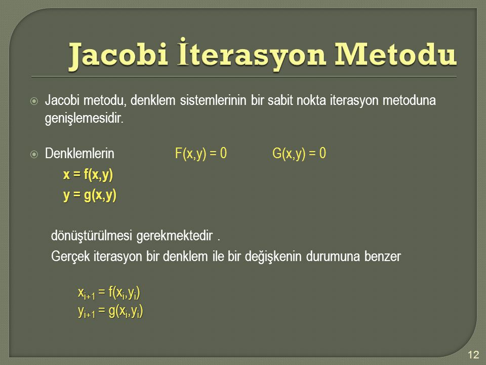 Jacobi İterasyon Metodu