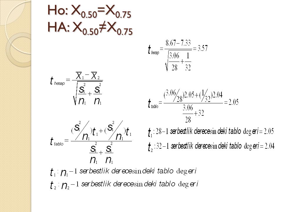 Ho: X0.50=X0.75 HA: X0.50≠X0.75