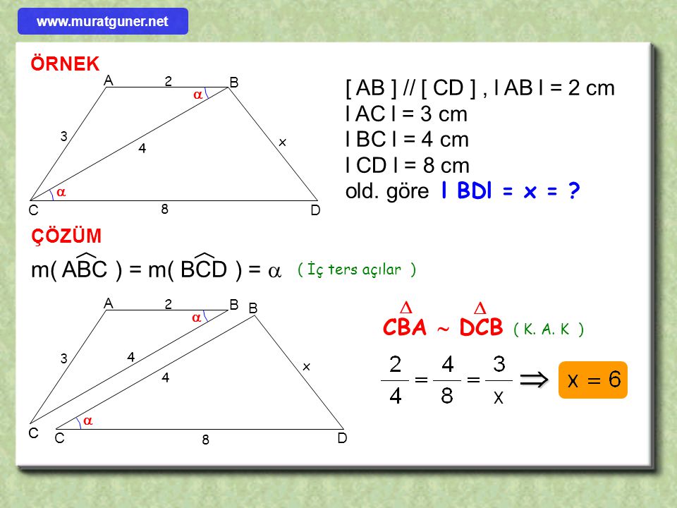   m( ABC ) = m( BCD ) =  CBA  DCB [ AB ] // [ CD ] , l AB l = 2 cm