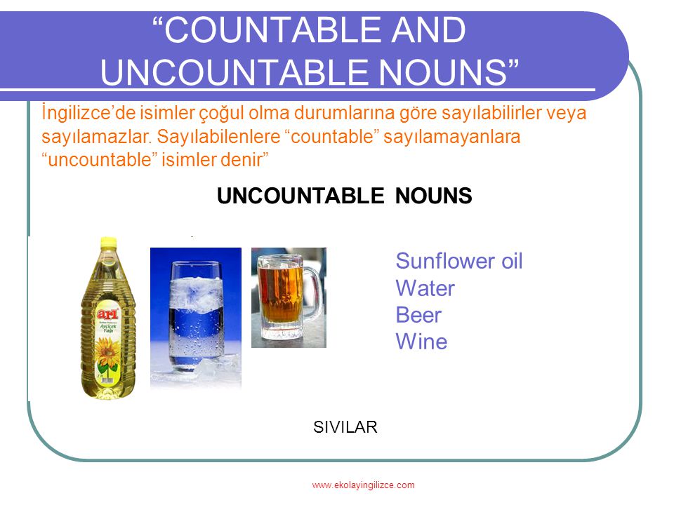 COUNTABLE AND UNCOUNTABLE NOUNS