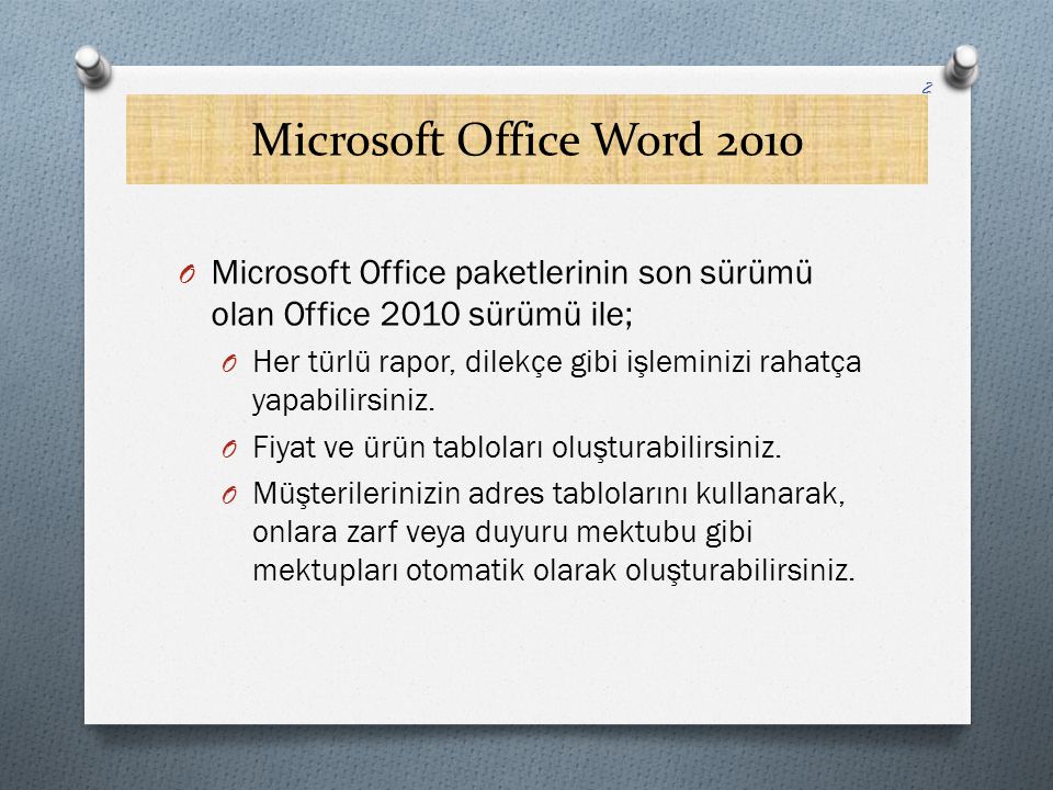 Microsoft Office Word 2010 Microsoft Office paketlerinin son sürümü olan Office 2010 sürümü ile;