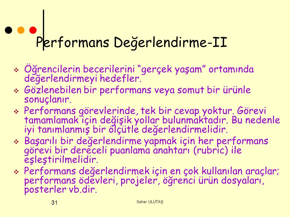 Performans Değerlendirme-II