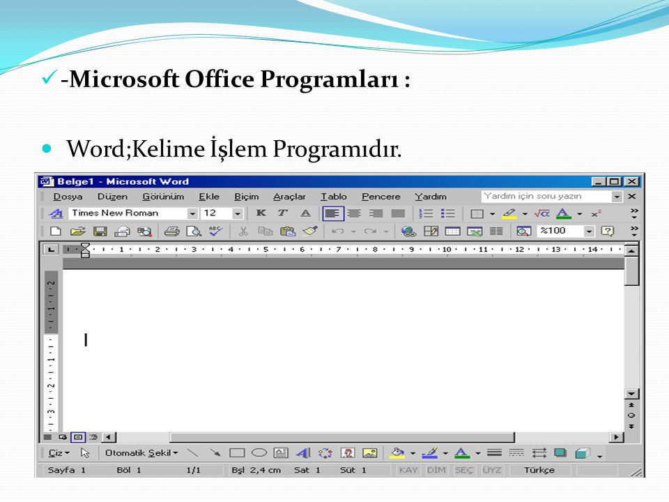 -Microsoft Office Programları :