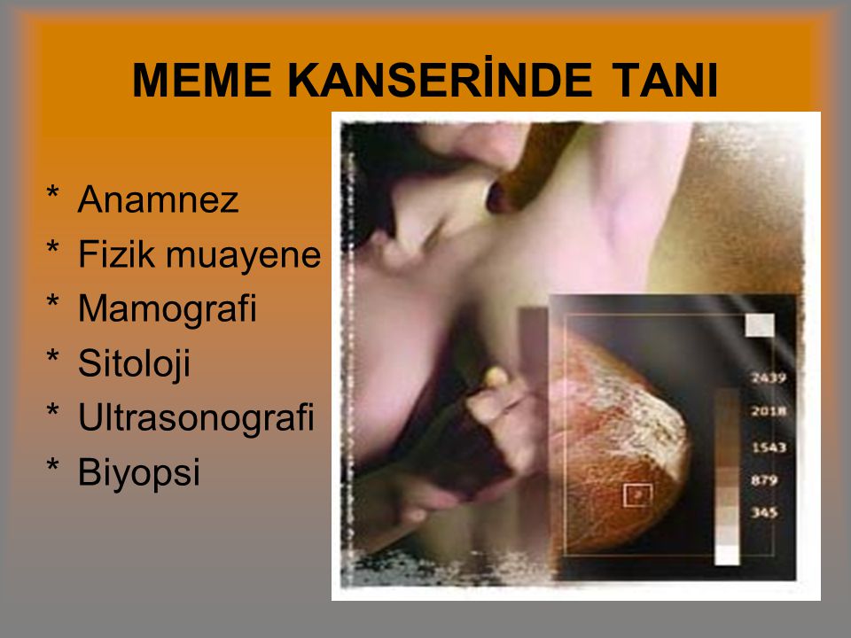 MEME KANSERİNDE TANI Anamnez Fizik muayene Mamografi Sitoloji