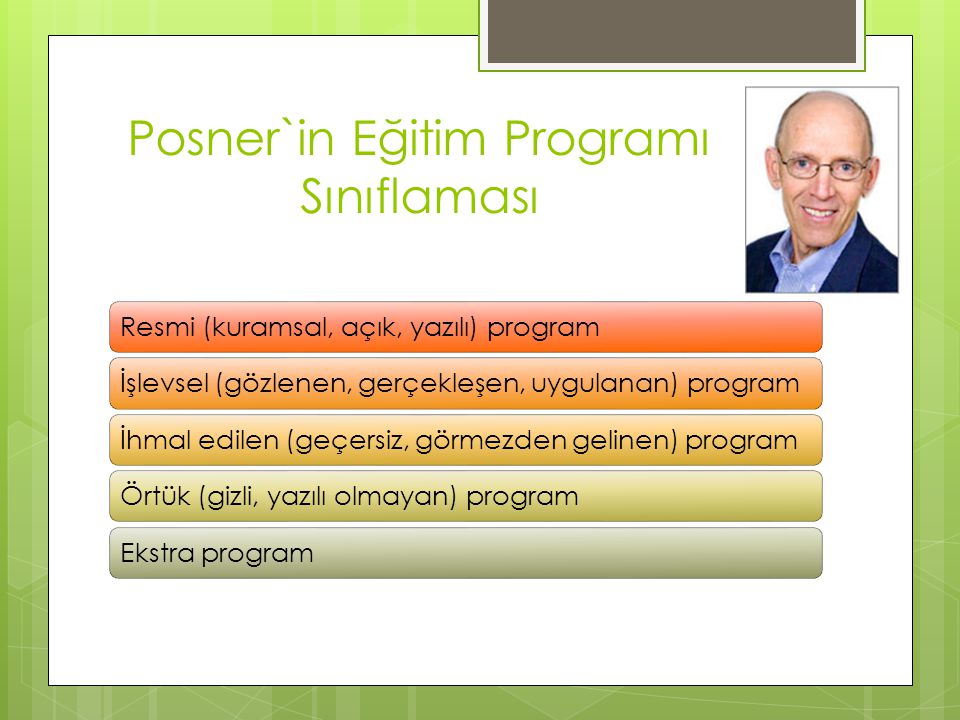 Posner`in Eğitim Programı Sınıflaması
