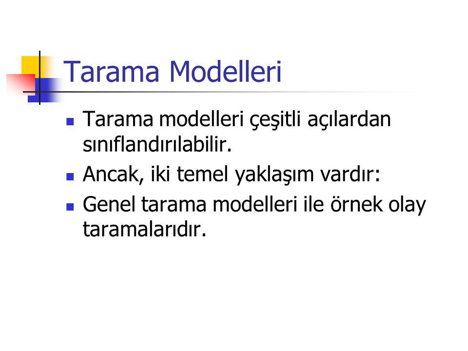 Tarama Modelleri Tarama modelleri çeşitli açılardan sınıflandırılabilir. Ancak, iki temel yaklaşım vardır: