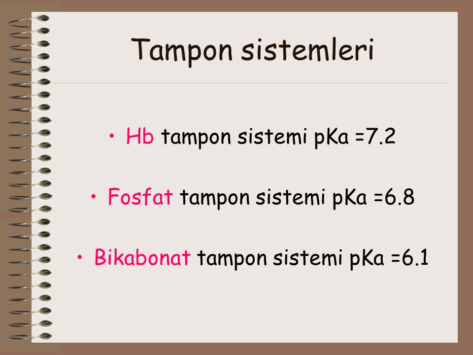 Tampon sistemleri Hb tampon sistemi pKa =7.2