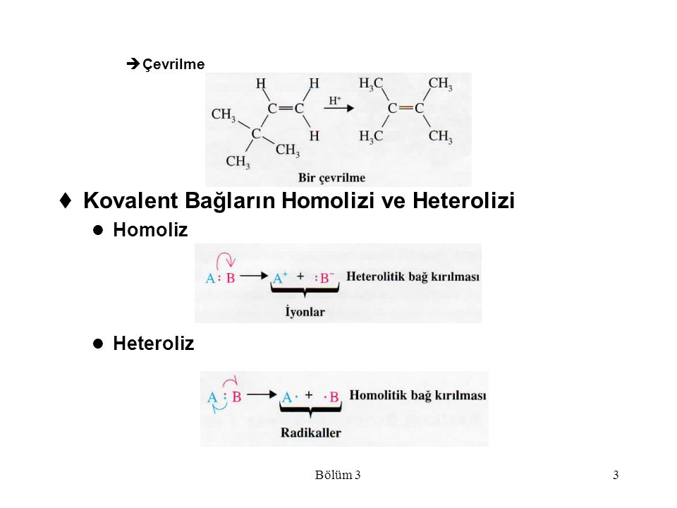 Kovalent Bağların Homolizi ve Heterolizi