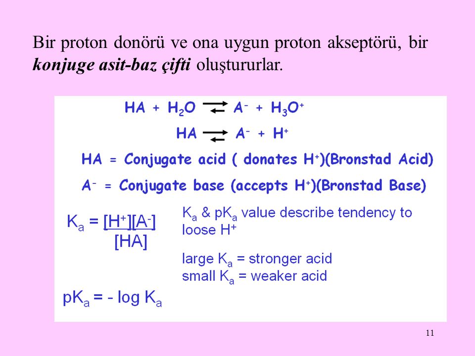Bir proton donörü ve ona uygun proton akseptörü, bir konjuge asit-baz çifti oluştururlar.