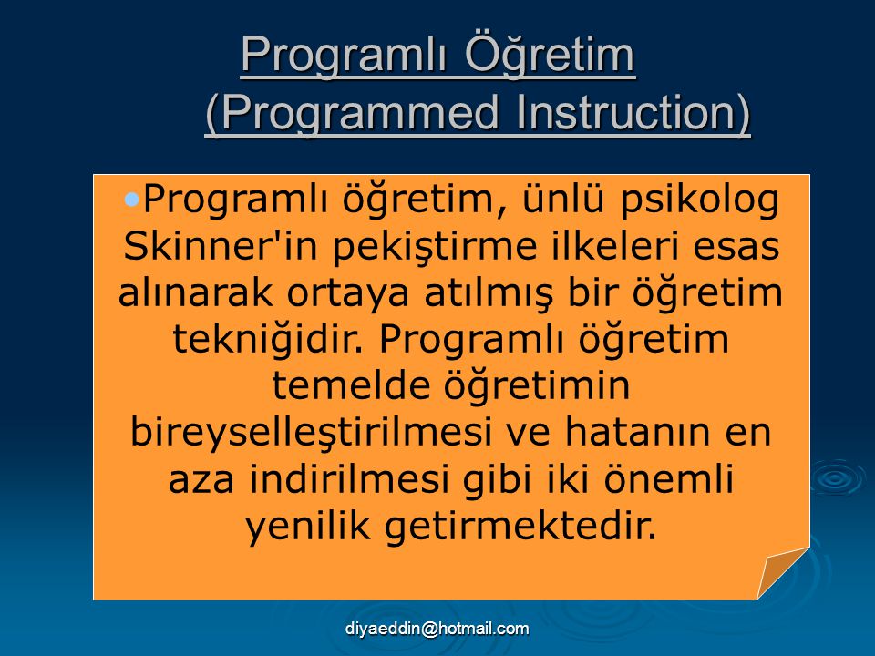 Programlı Öğretim (Programmed Instruction)