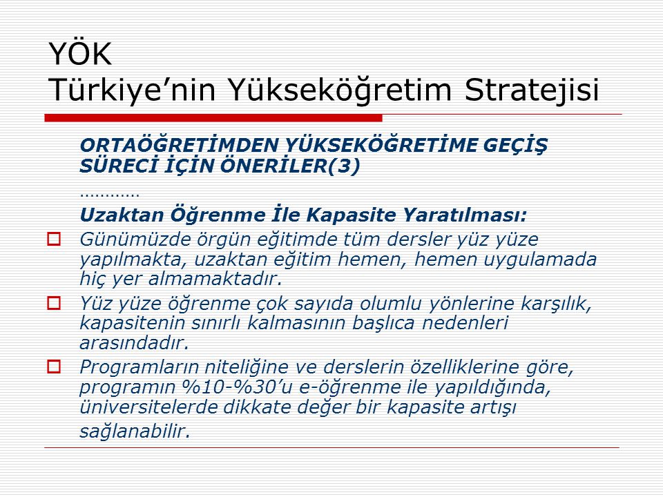 YÖK Türkiye’nin Yükseköğretim Stratejisi
