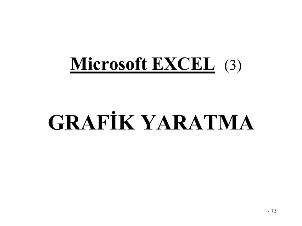 Microsoft EXCEL (3) GRAFİK YARATMA