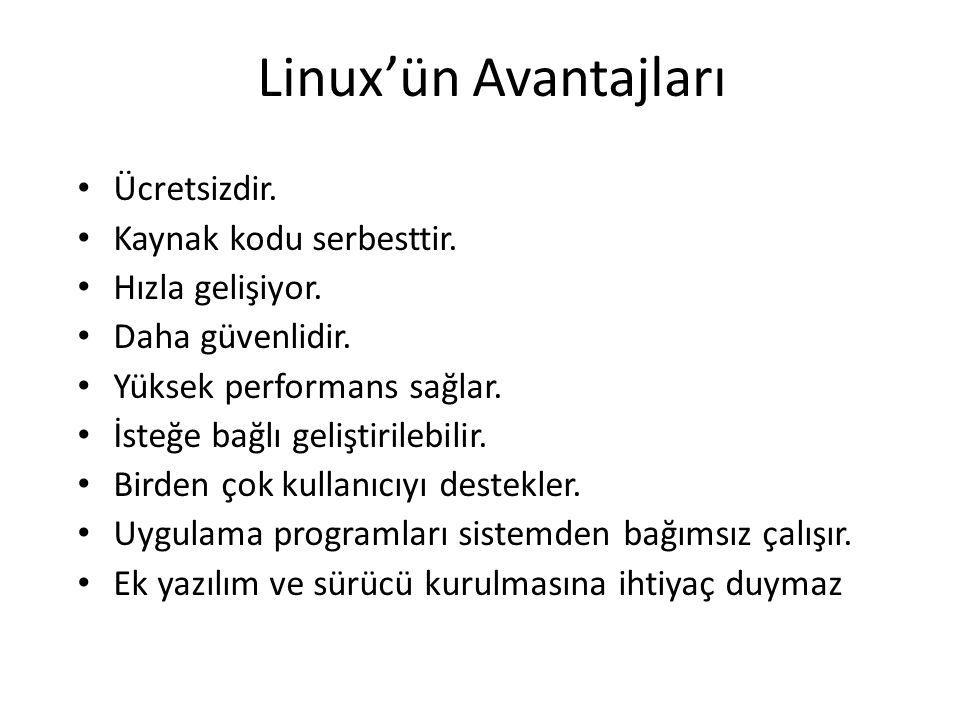 Linux’ün Avantajları Ücretsizdir. Kaynak kodu serbesttir.
