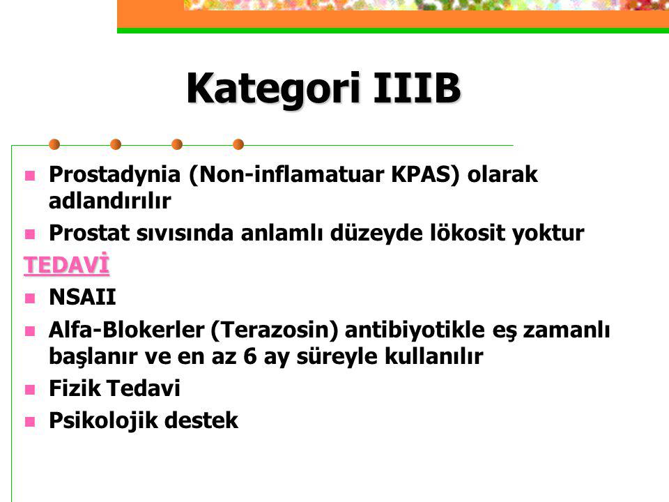 Kategori IIIB Prostadynia (Non-inflamatuar KPAS) olarak adlandırılır