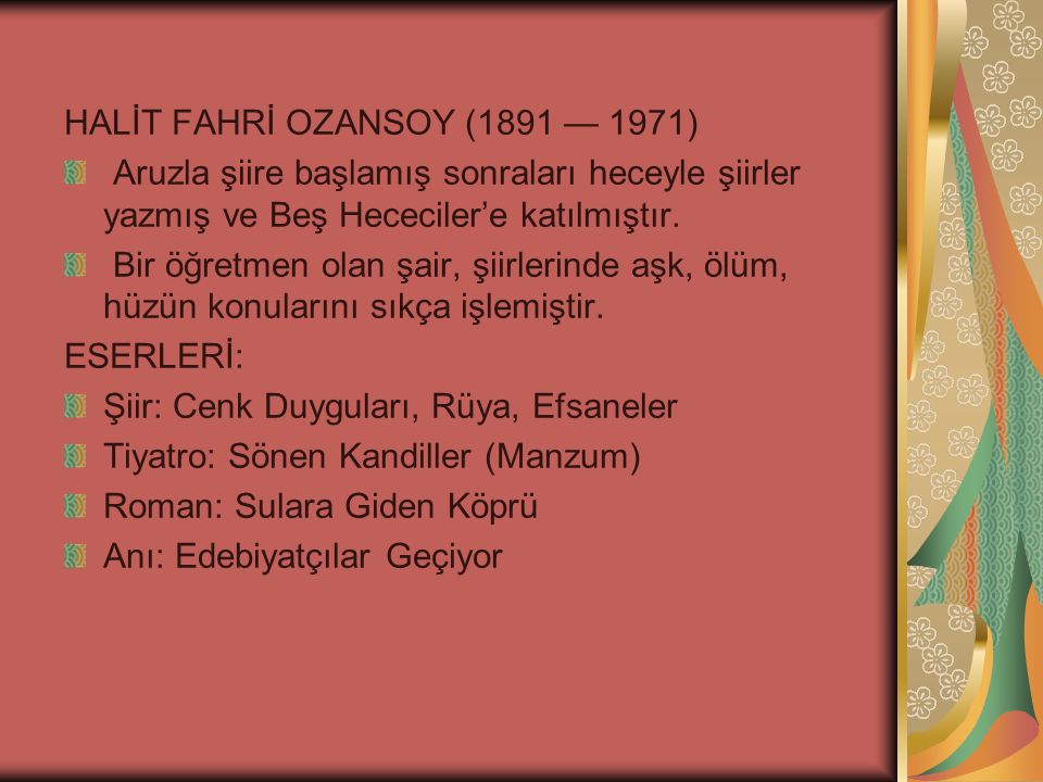 HALİT FAHRİ OZANSOY (1891 — 1971)