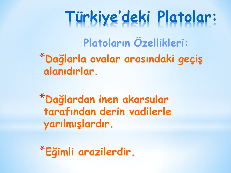 Türkiye’deki Platolar: