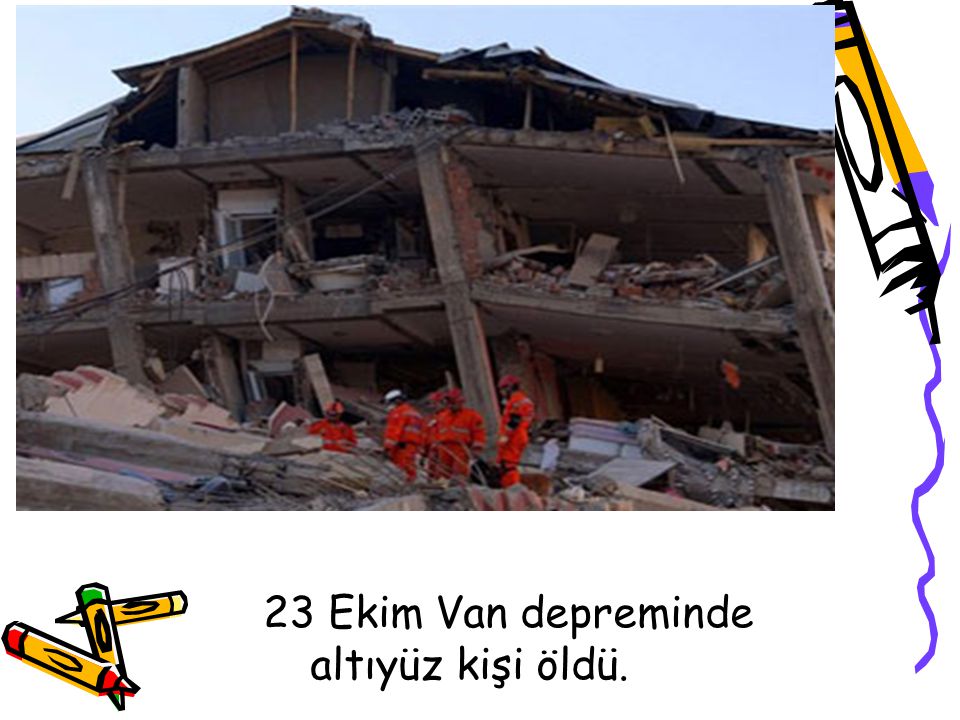23 Ekim Van depreminde altıyüz kişi öldü.