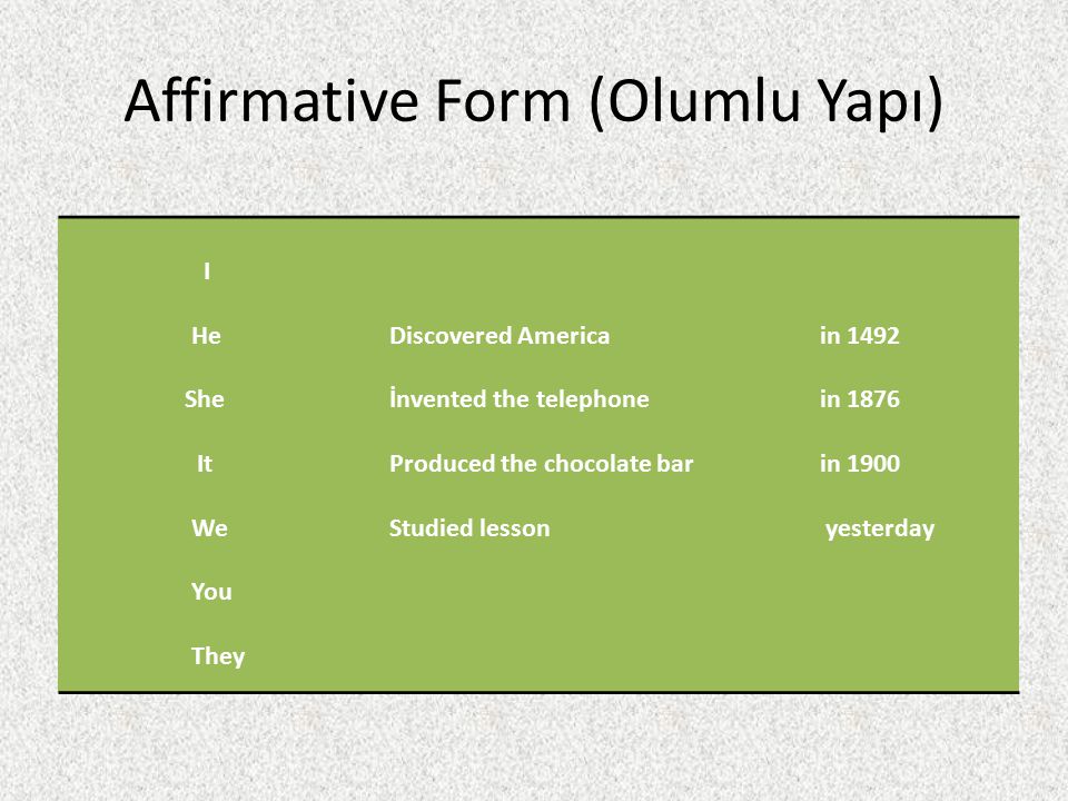 Affirmative Form (Olumlu Yapı)