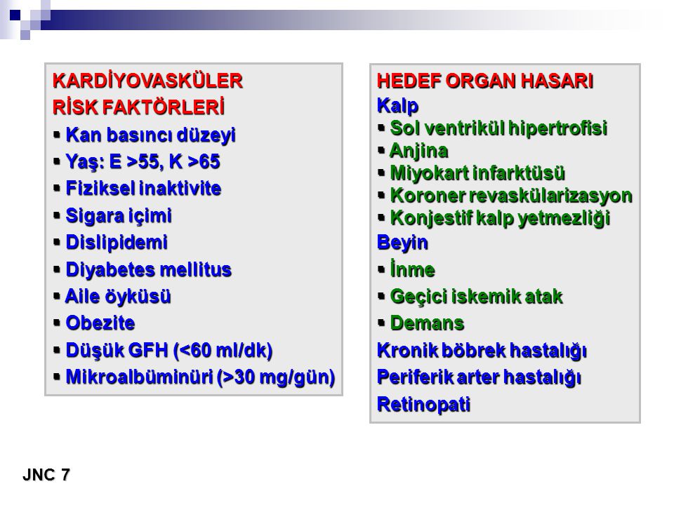 Mikroalbüminüri (>30 mg/gün) HEDEF ORGAN HASARI Kalp
