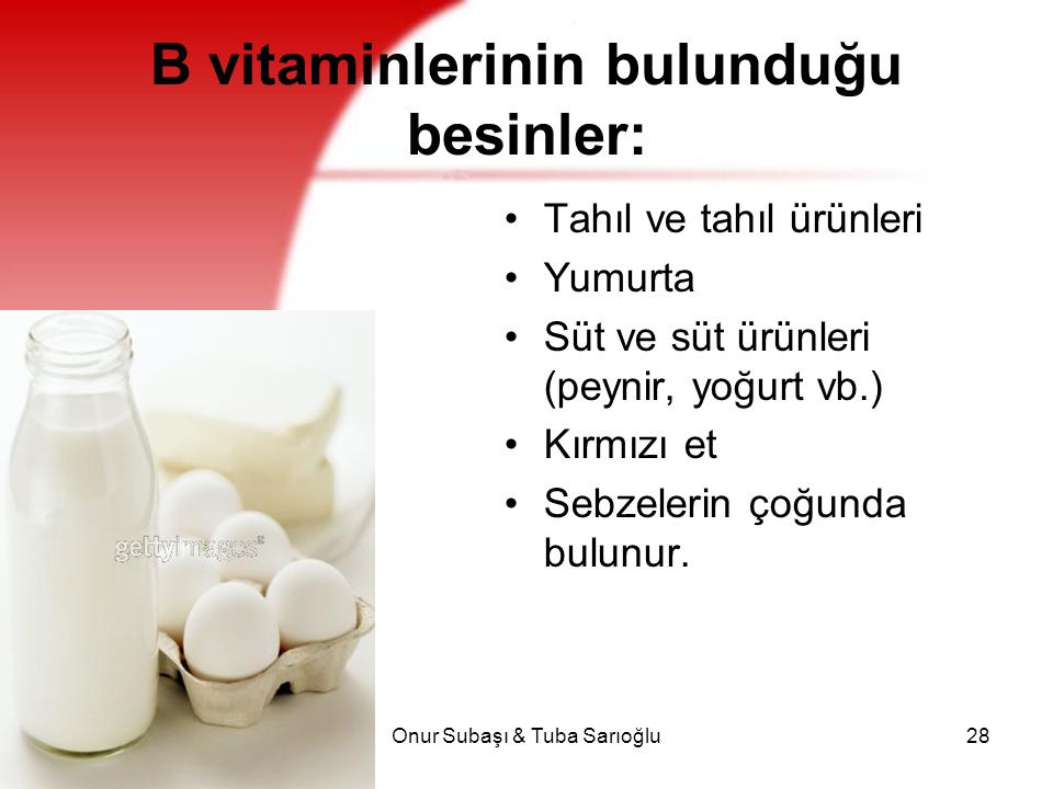 B vitaminlerinin bulunduğu besinler:
