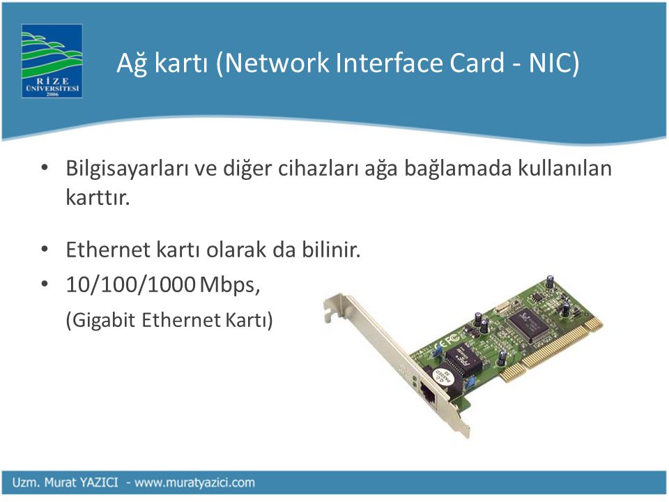 Ağ kartı (Network Interface Card - NIC)