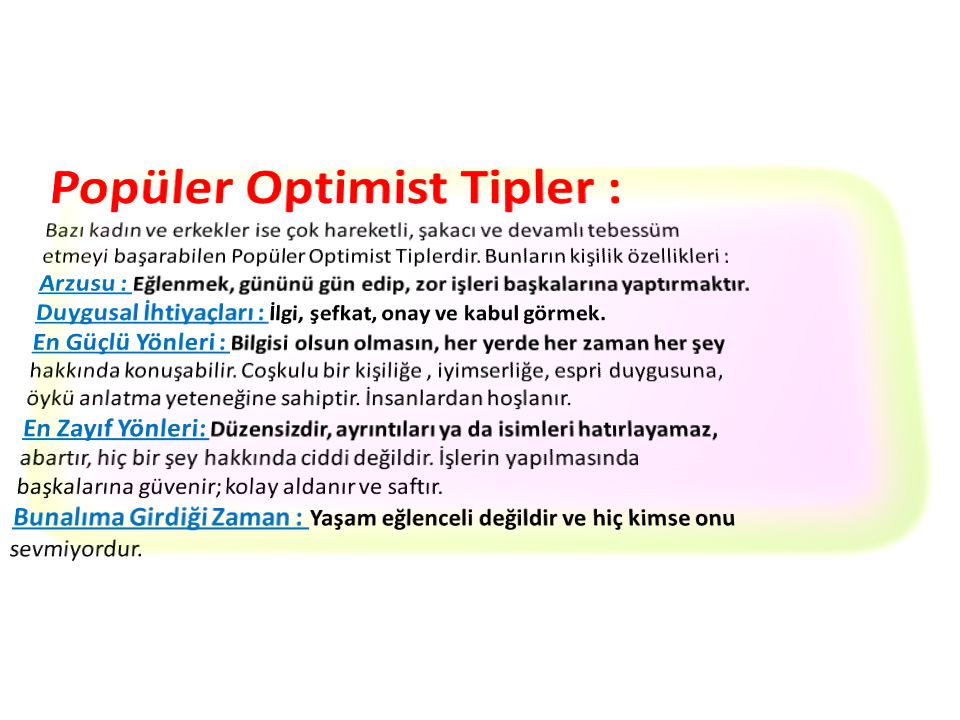 Popüler Optimist Tipler :