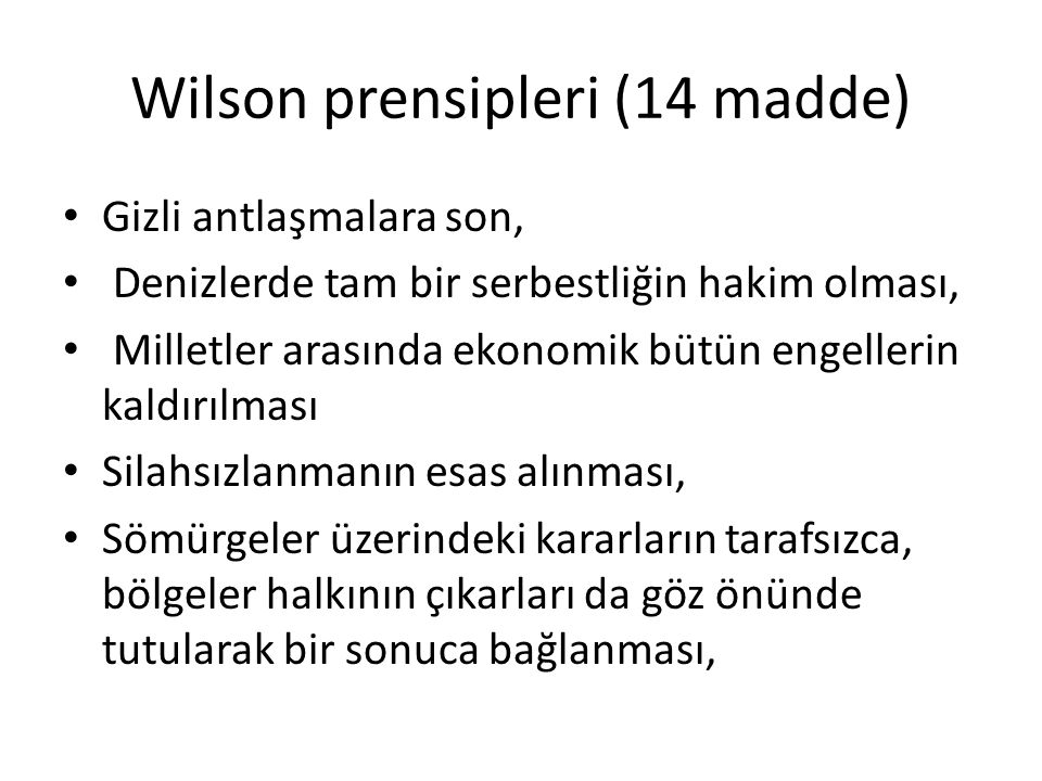 Wilson prensipleri (14 madde)