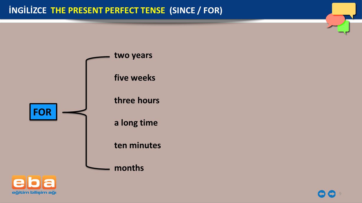 FOR İNGİLİZCE THE PRESENT PERFECT TENSE (SINCE / FOR) two years