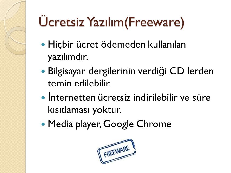 Ücretsiz Yazılım(Freeware)